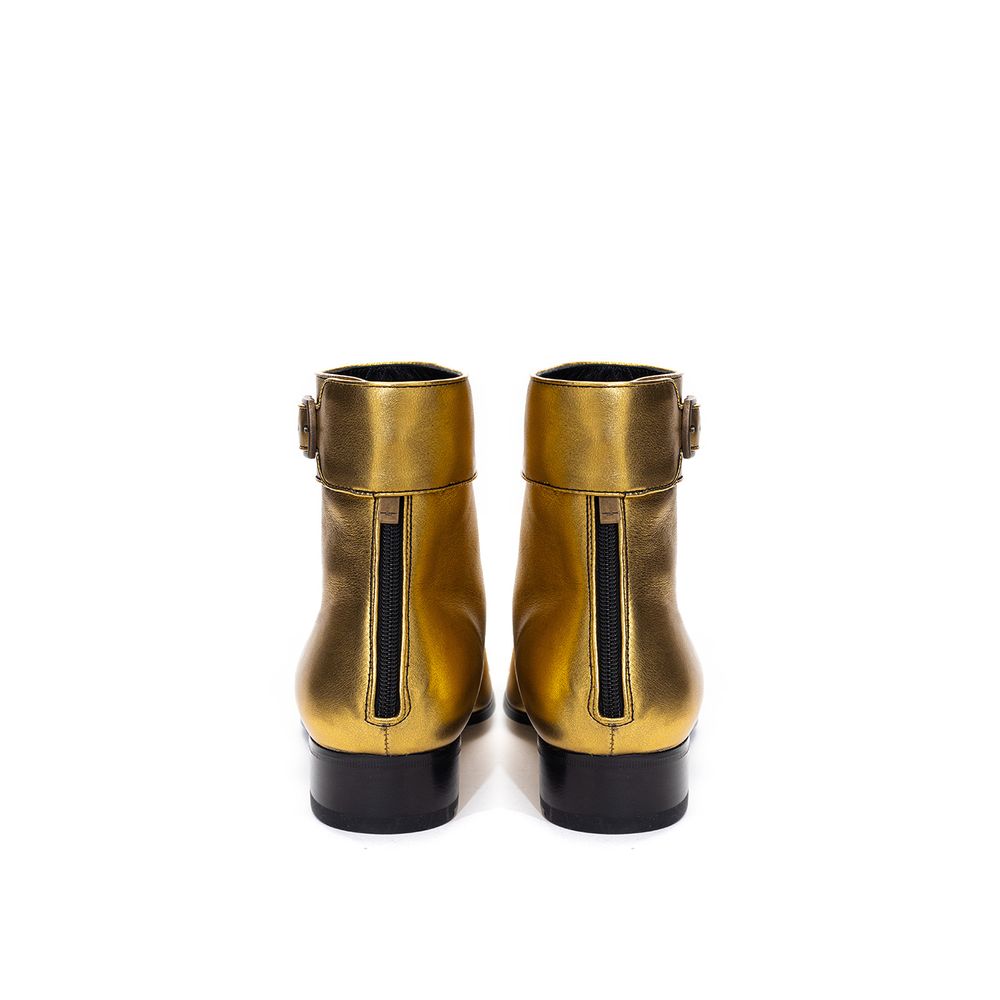 Saint Laurent Gold Leather Boot - Élégance Sélective