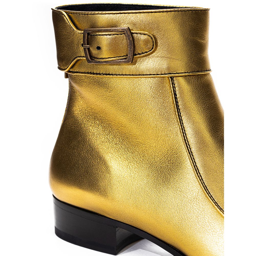 Saint Laurent Gold Leather Boot - Élégance Sélective