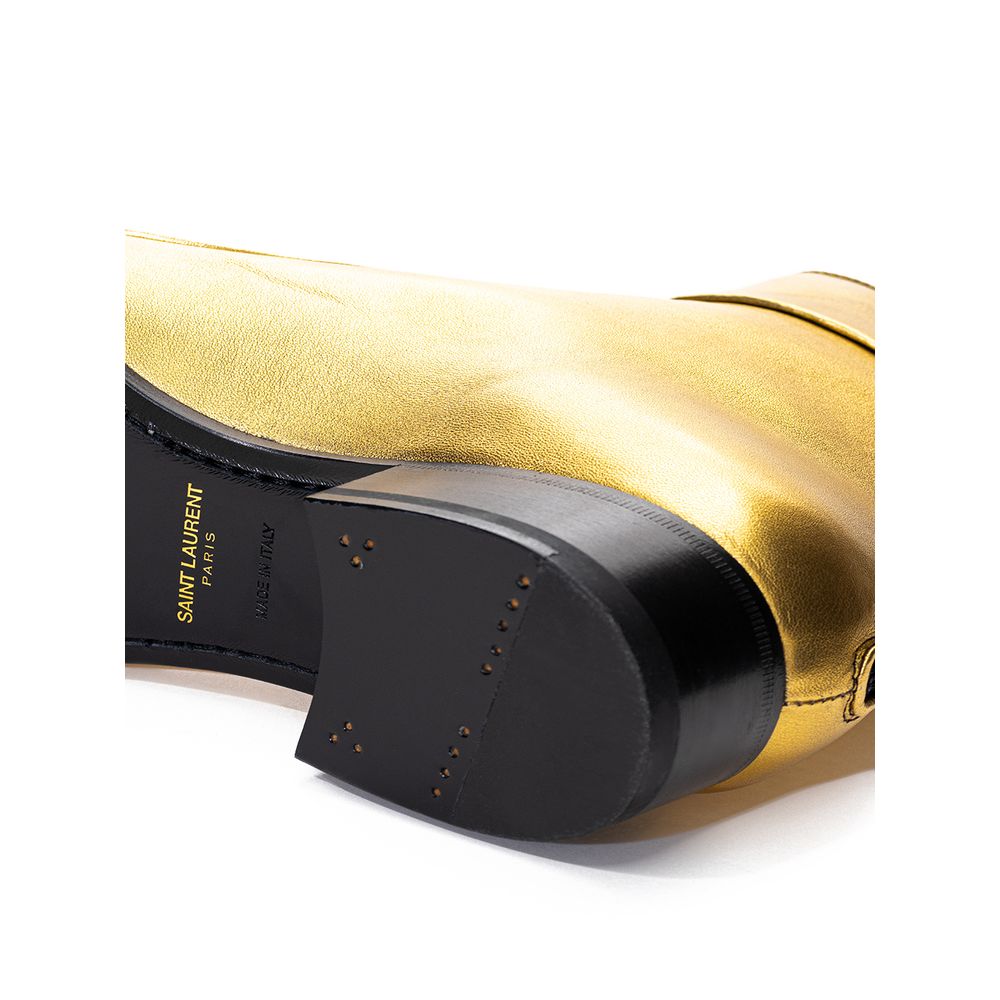 Saint Laurent Gold Leather Boot - Élégance Sélective