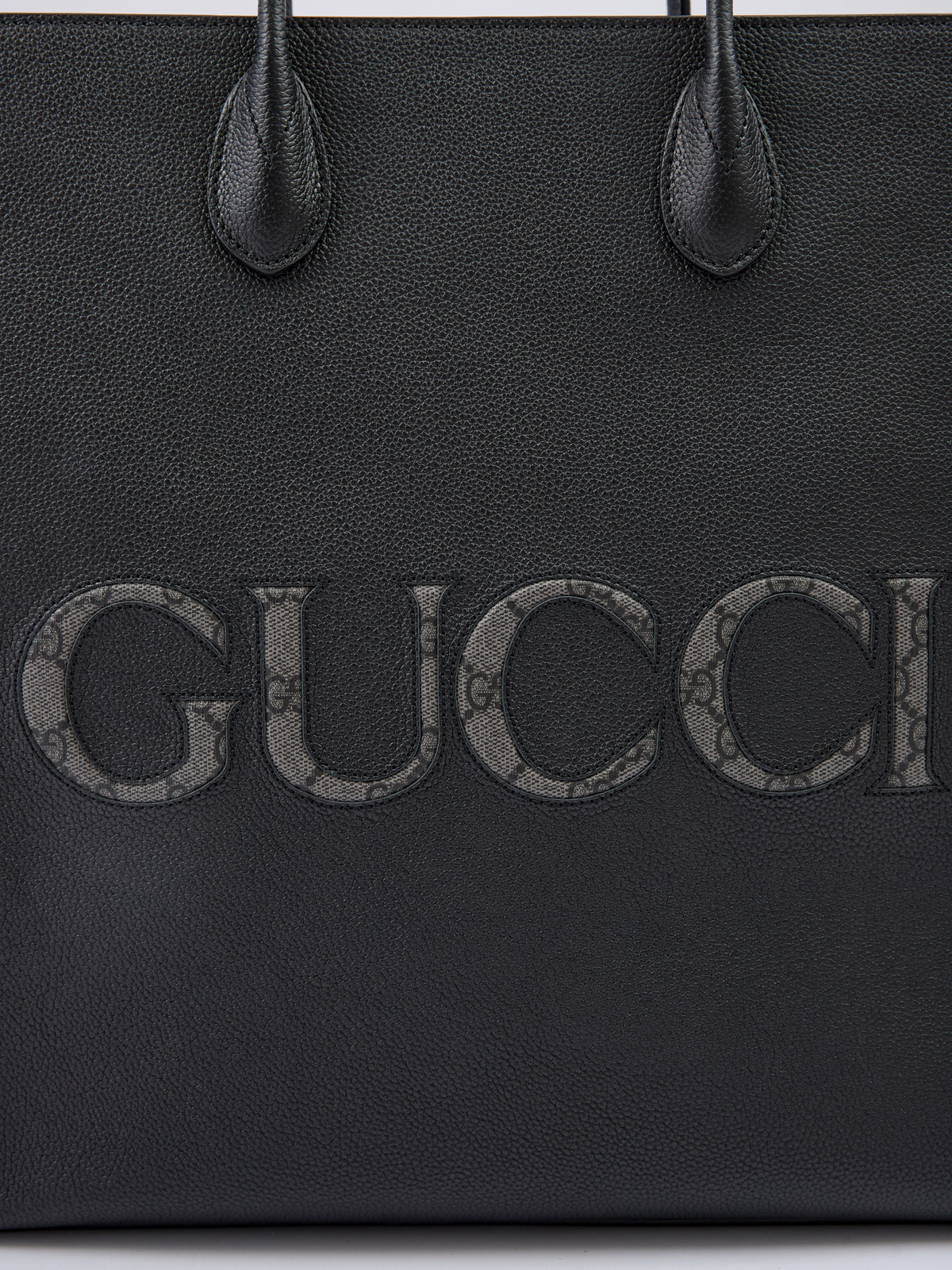 Gucci Black Leather Logo Medium Tote Bag - Élégance Sélective