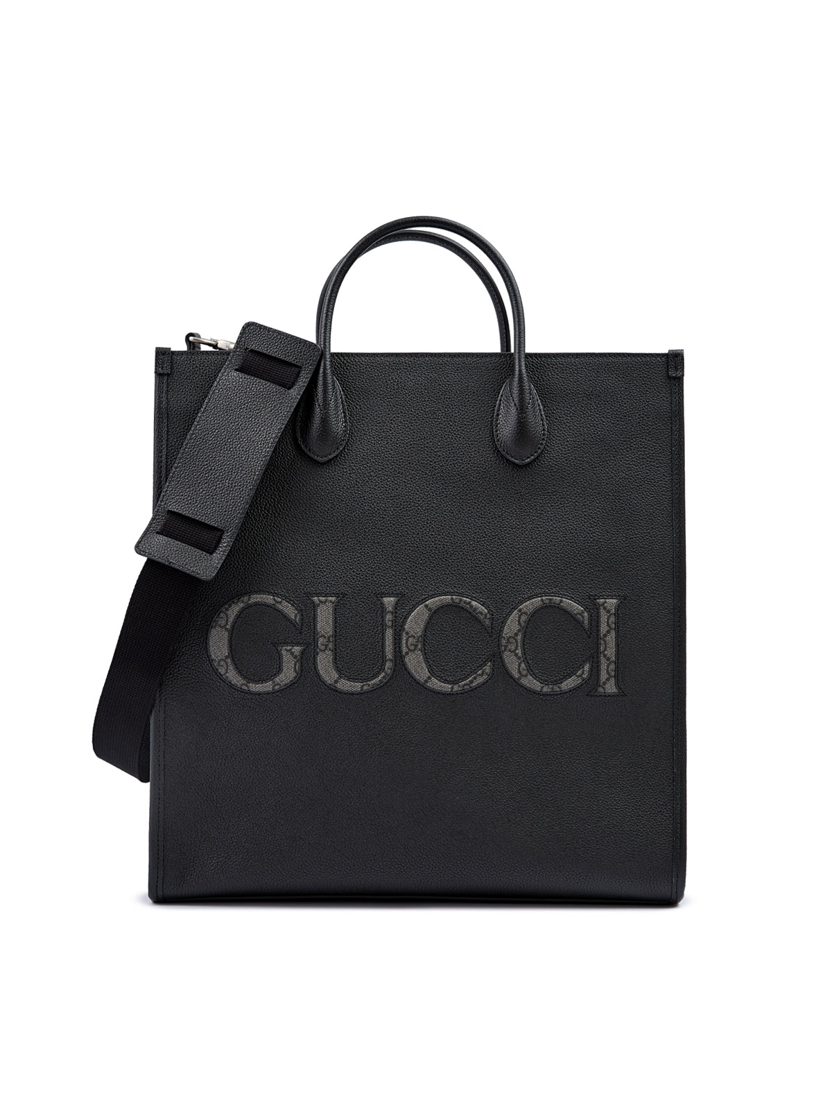 Gucci Black Leather Logo Medium Tote Bag - Élégance Sélective