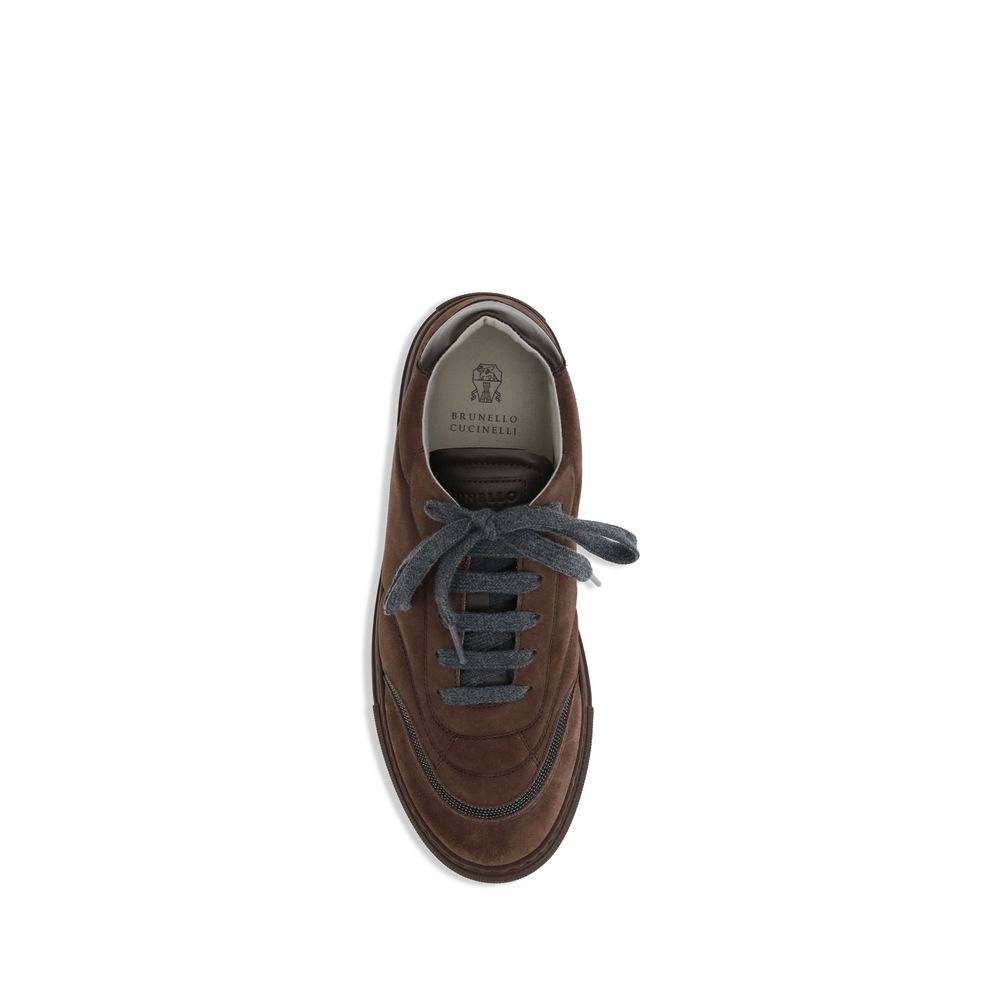 Brown Rubber Low Top Sneakers - Élégance Sélective