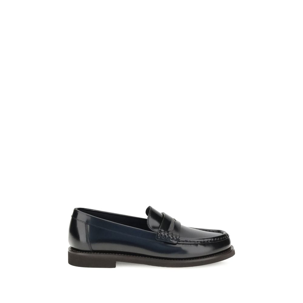 Black Calf Leather Bos Taurus Slip-On Loafers - Élégance Sélective