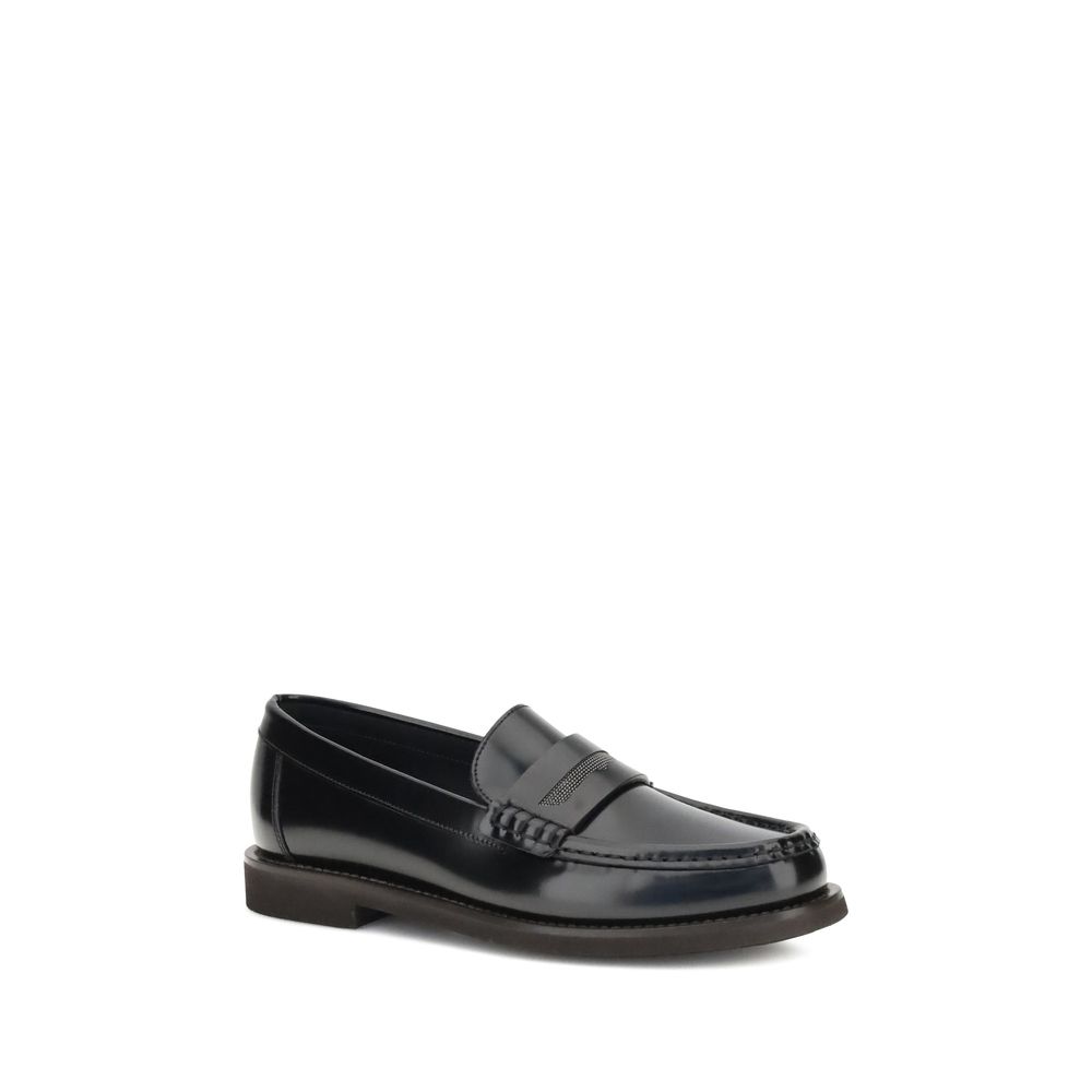 Black Calf Leather Bos Taurus Slip-On Loafers - Élégance Sélective