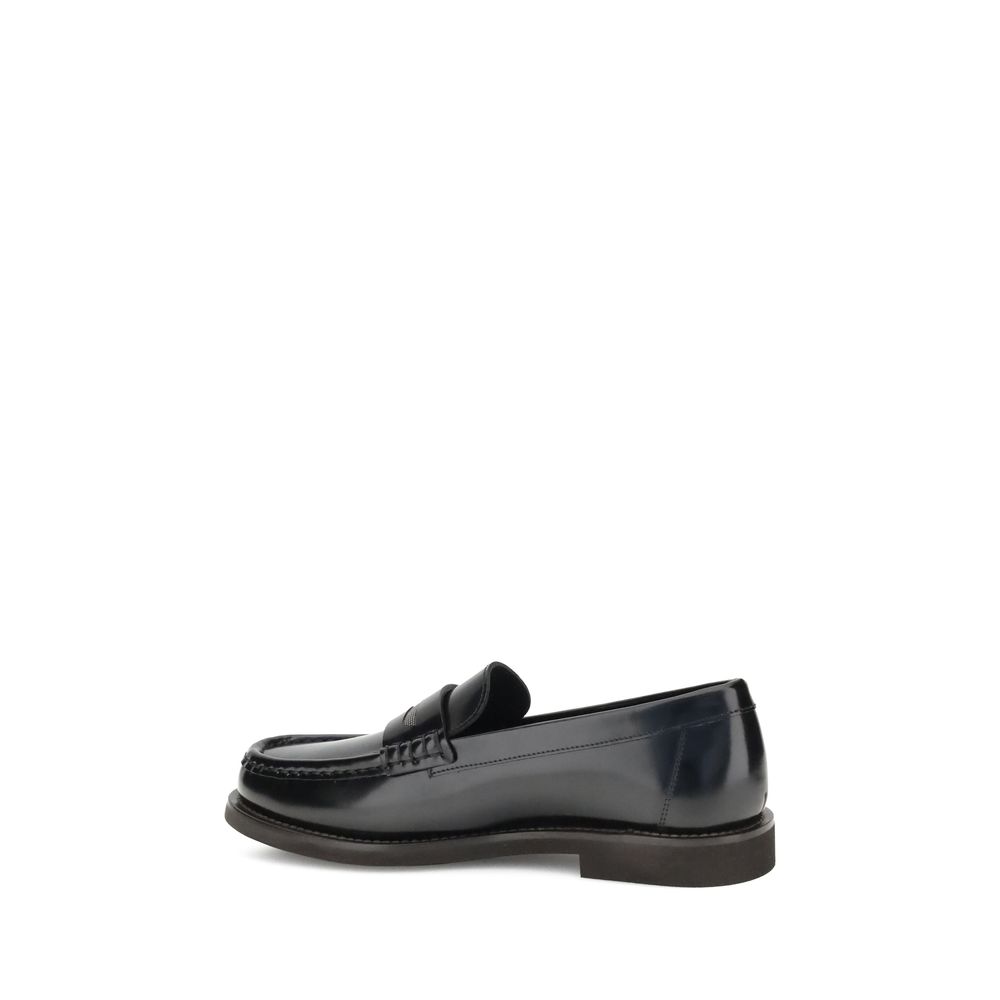 Black Calf Leather Bos Taurus Slip-On Loafers - Élégance Sélective