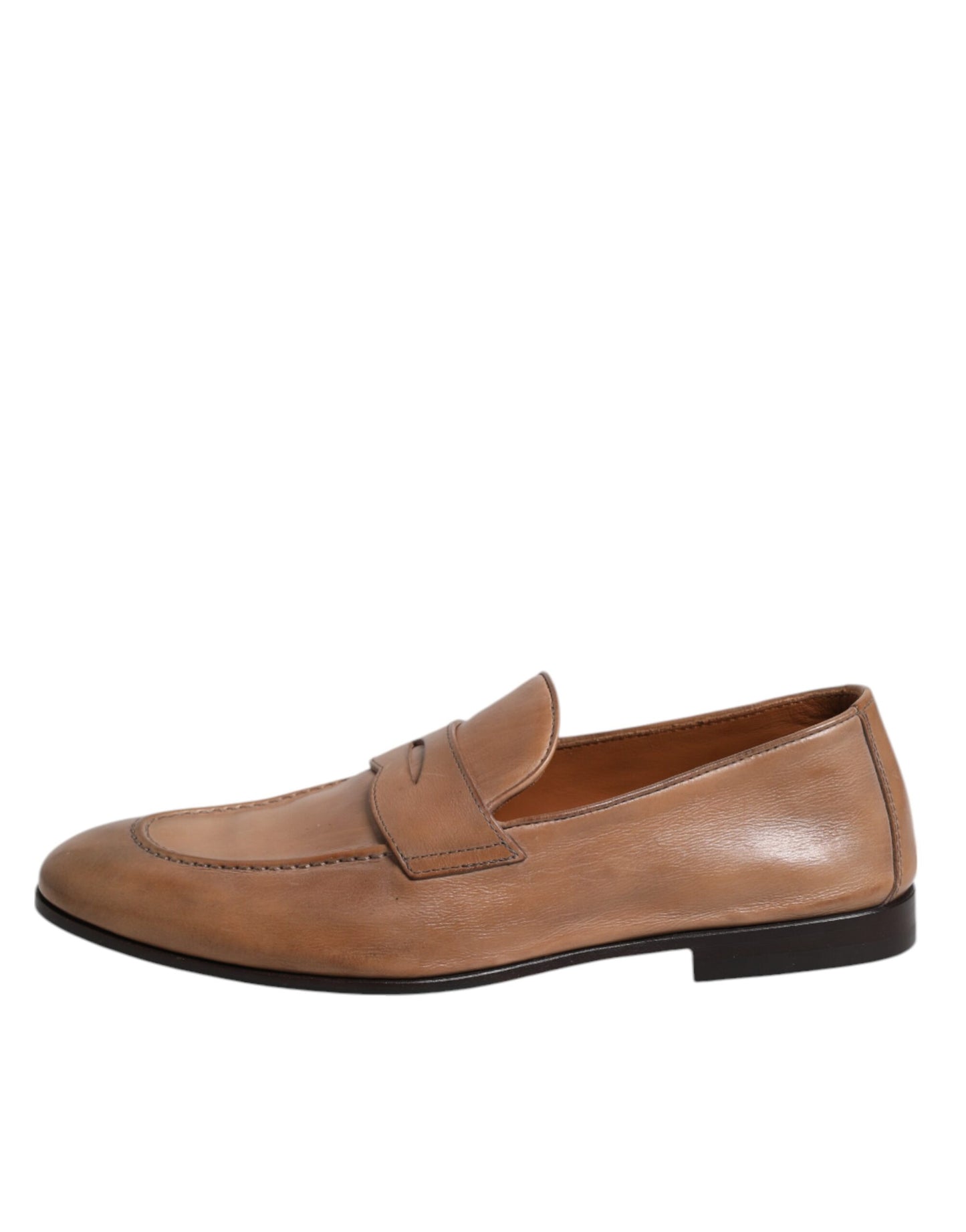 Brunello Cucinelli Brown Leather Loafer Dress Formal Shoes - Élégance Sélective