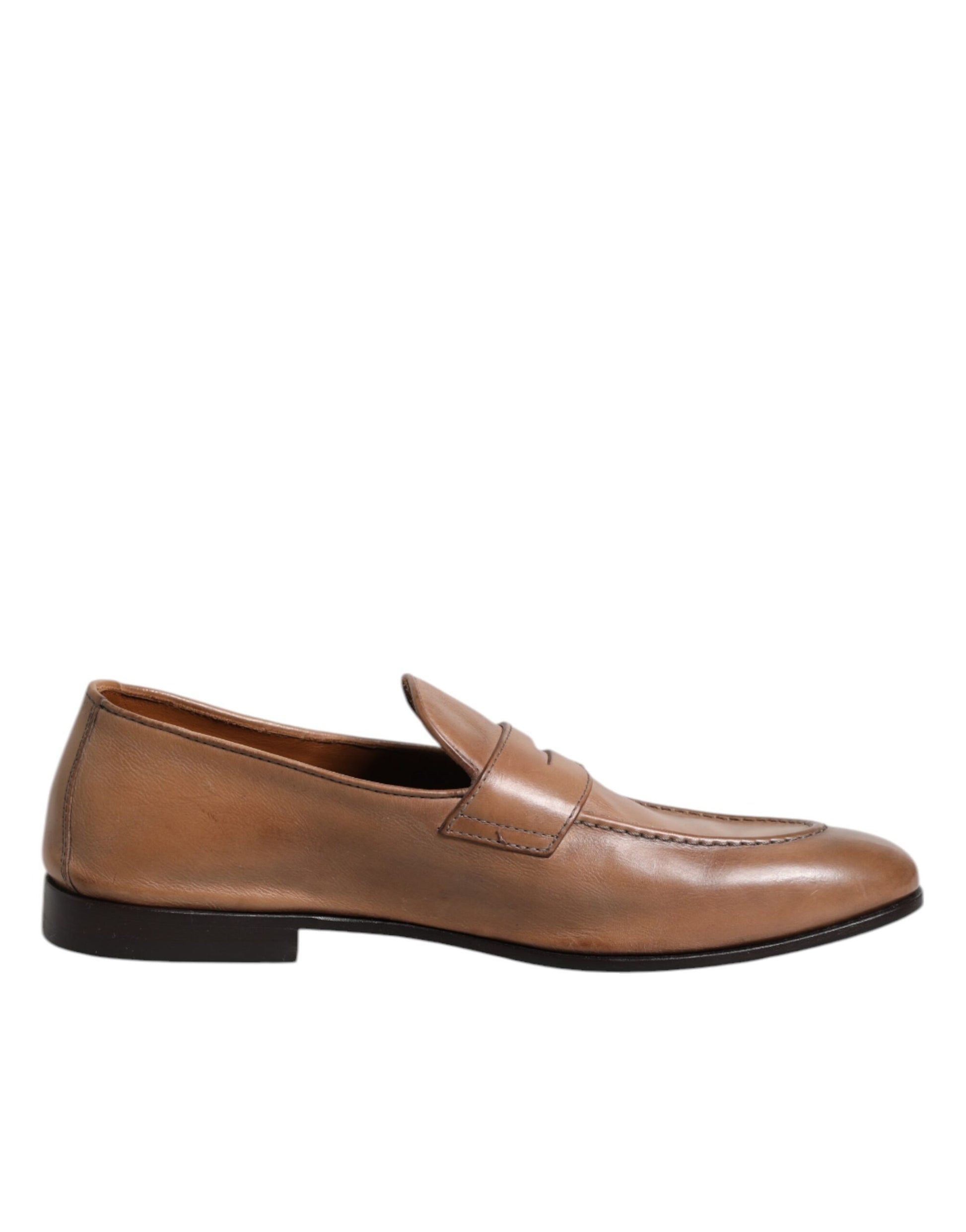 Brunello Cucinelli Brown Leather Loafer Dress Formal Shoes - Élégance Sélective