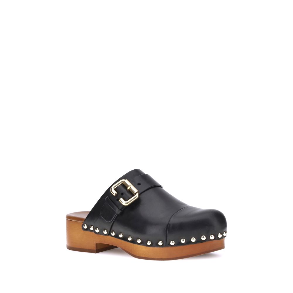 Black Calf Leather Bos Taurus Clogs - Élégance Sélective