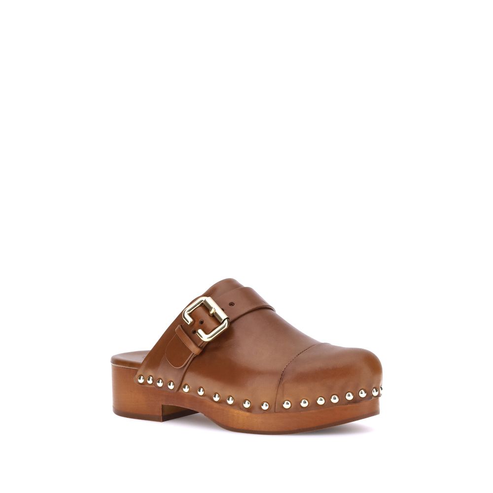 Brown Calf Leather Bos Taurus Clogs - Élégance Sélective