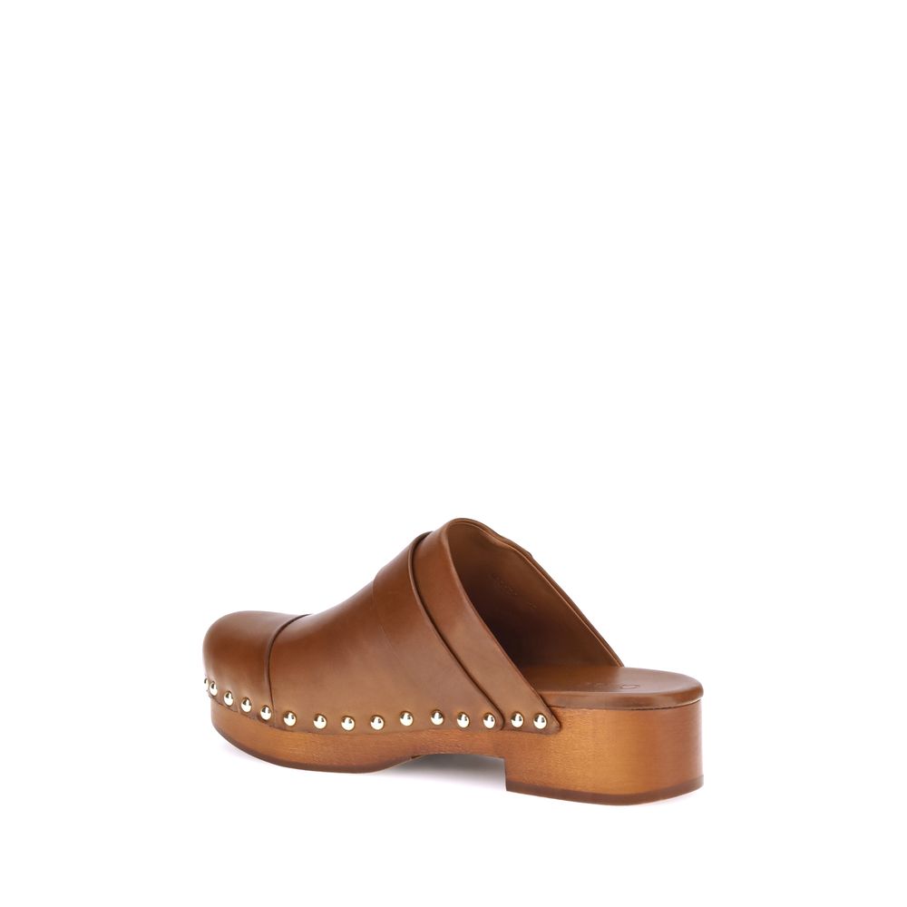 Brown Calf Leather Bos Taurus Clogs - Élégance Sélective