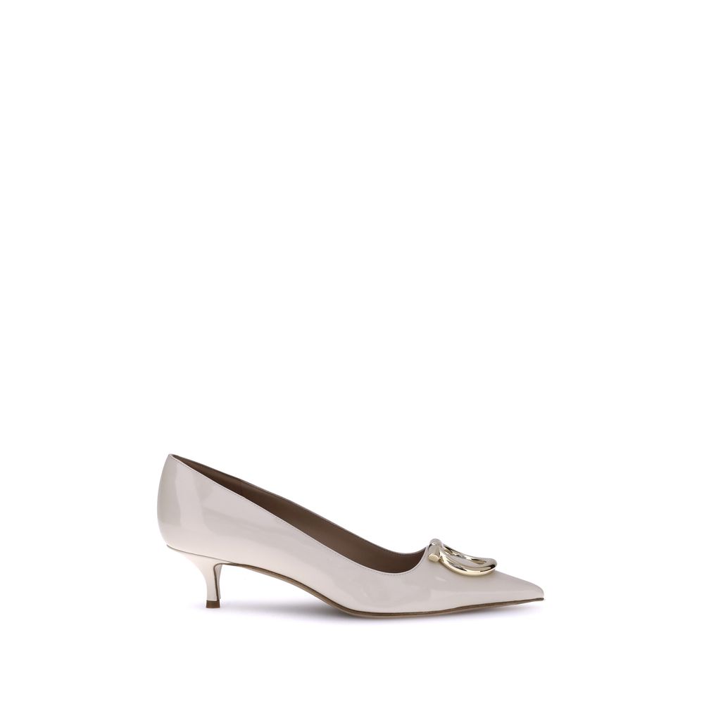 Cream Calf Leather Bos Taurus Mid Heel Pumps - Élégance Sélective