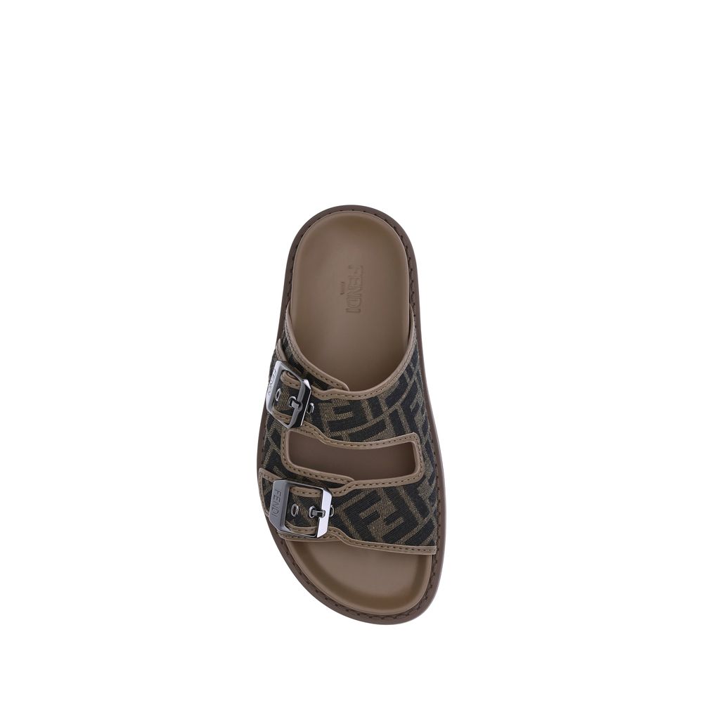 Brown Calf Leather Bos Taurus Flat Sandals - Élégance Sélective