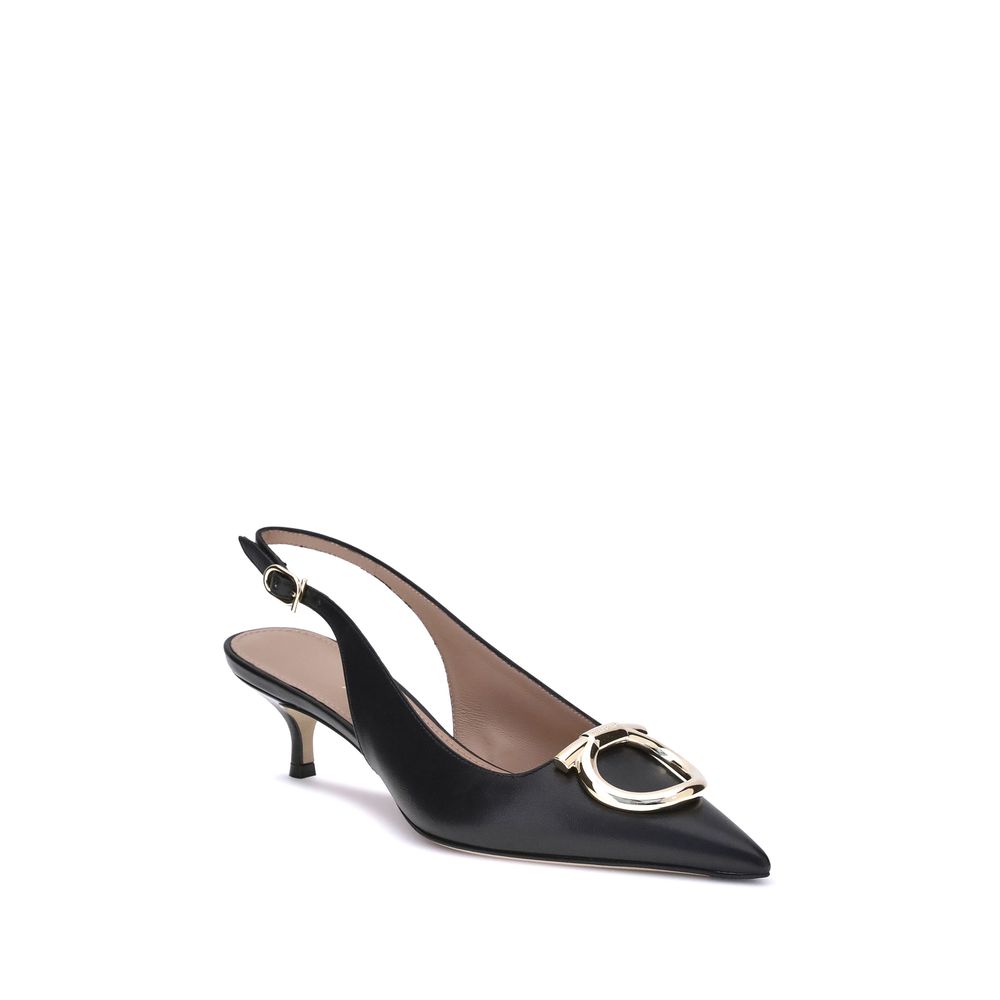 Black Calf Leather Bos Taurus High Heel Pumps - Élégance Sélective
