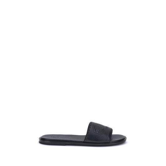 Black Calf Leather Bos Taurus Flat Sandals - Élégance Sélective