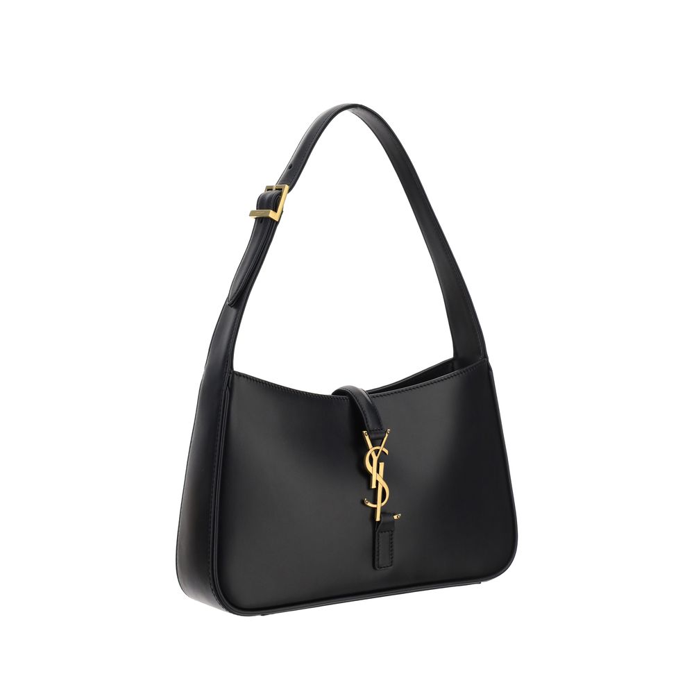 Black Calf Leather Bos Taurus Shoulder Bag - Élégance Sélective