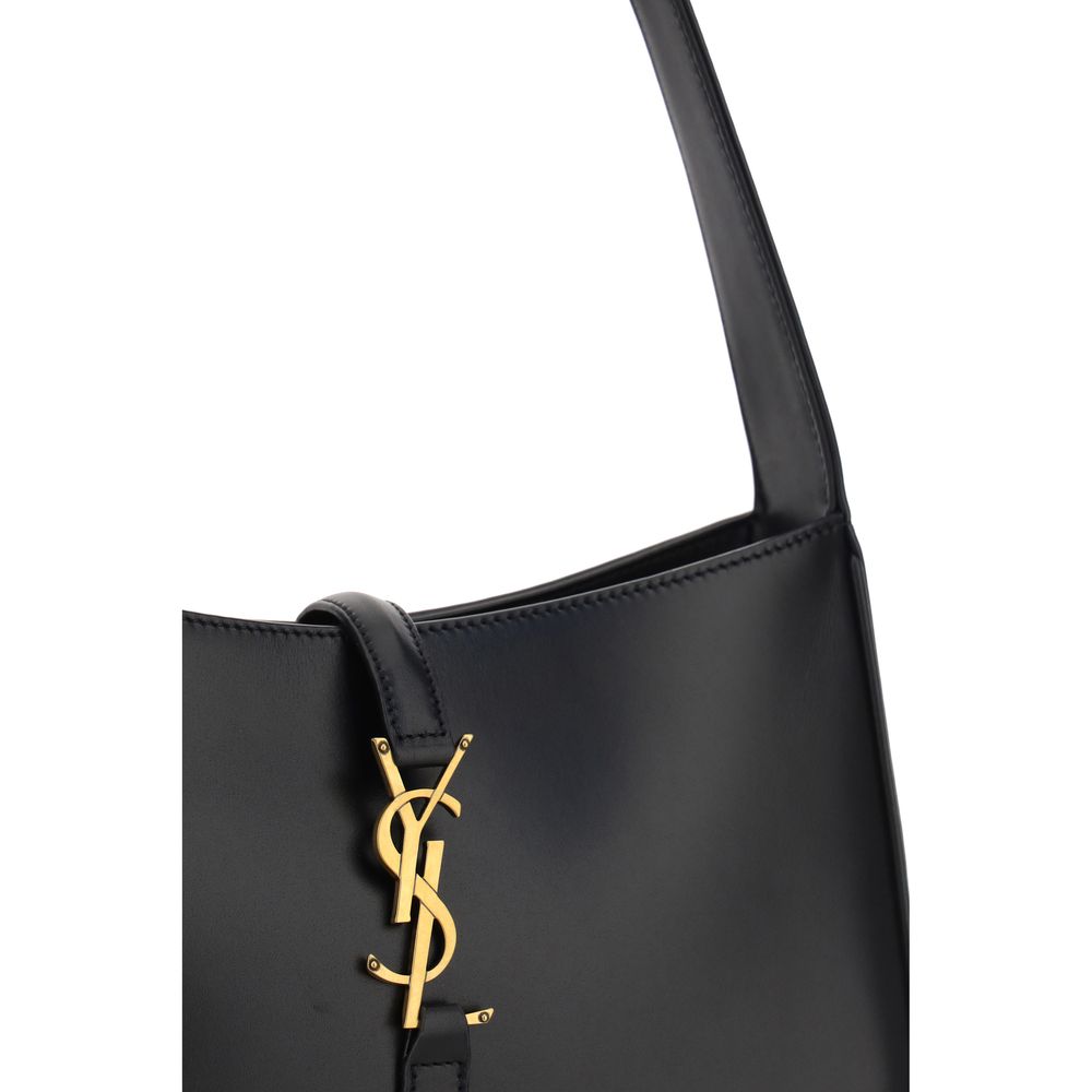 Black Calf Leather Bos Taurus Shoulder Bag - Élégance Sélective