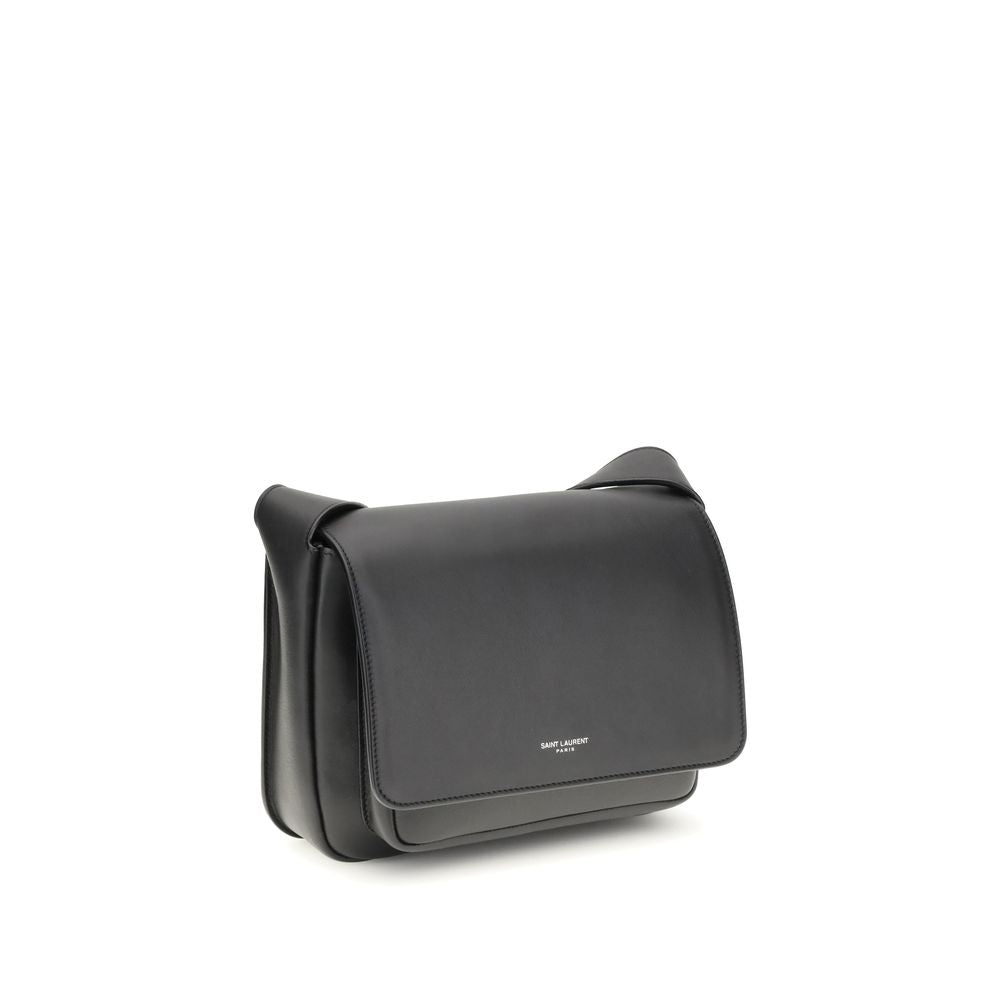 Black Calf Leather Bos Taurus Shoulder Bag - Élégance Sélective