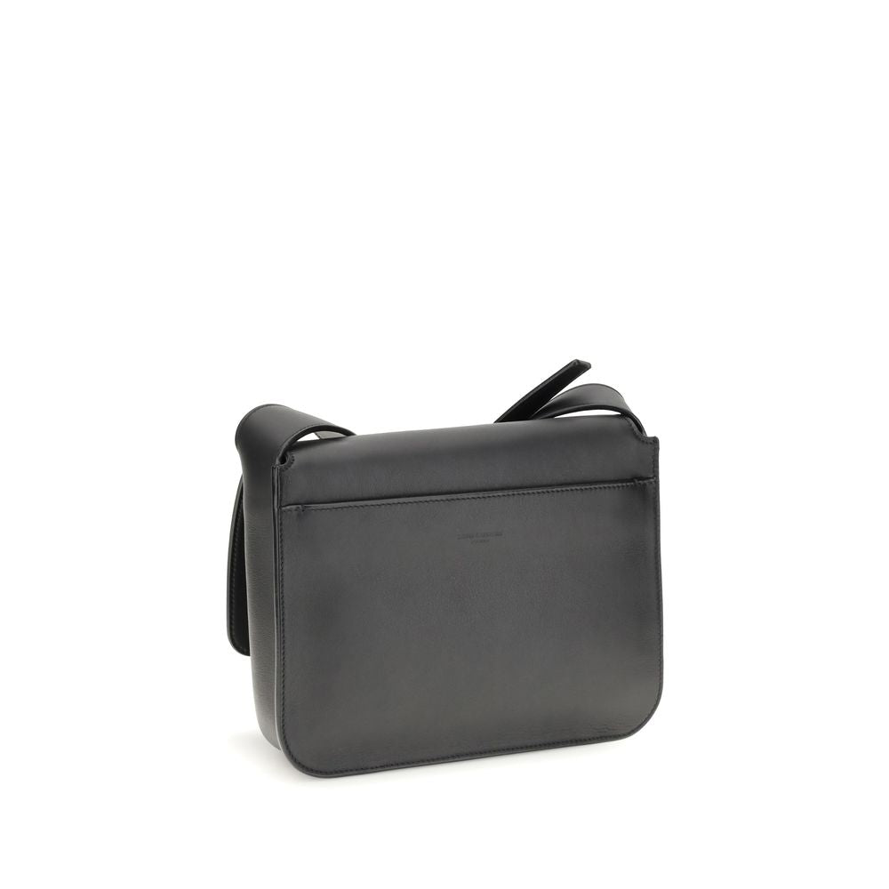Black Calf Leather Bos Taurus Shoulder Bag - Élégance Sélective