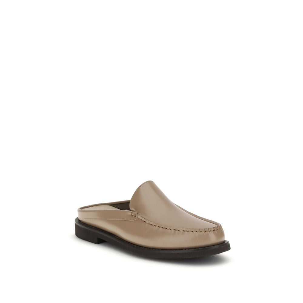Beige Calf Leather Bos Taurus Mules