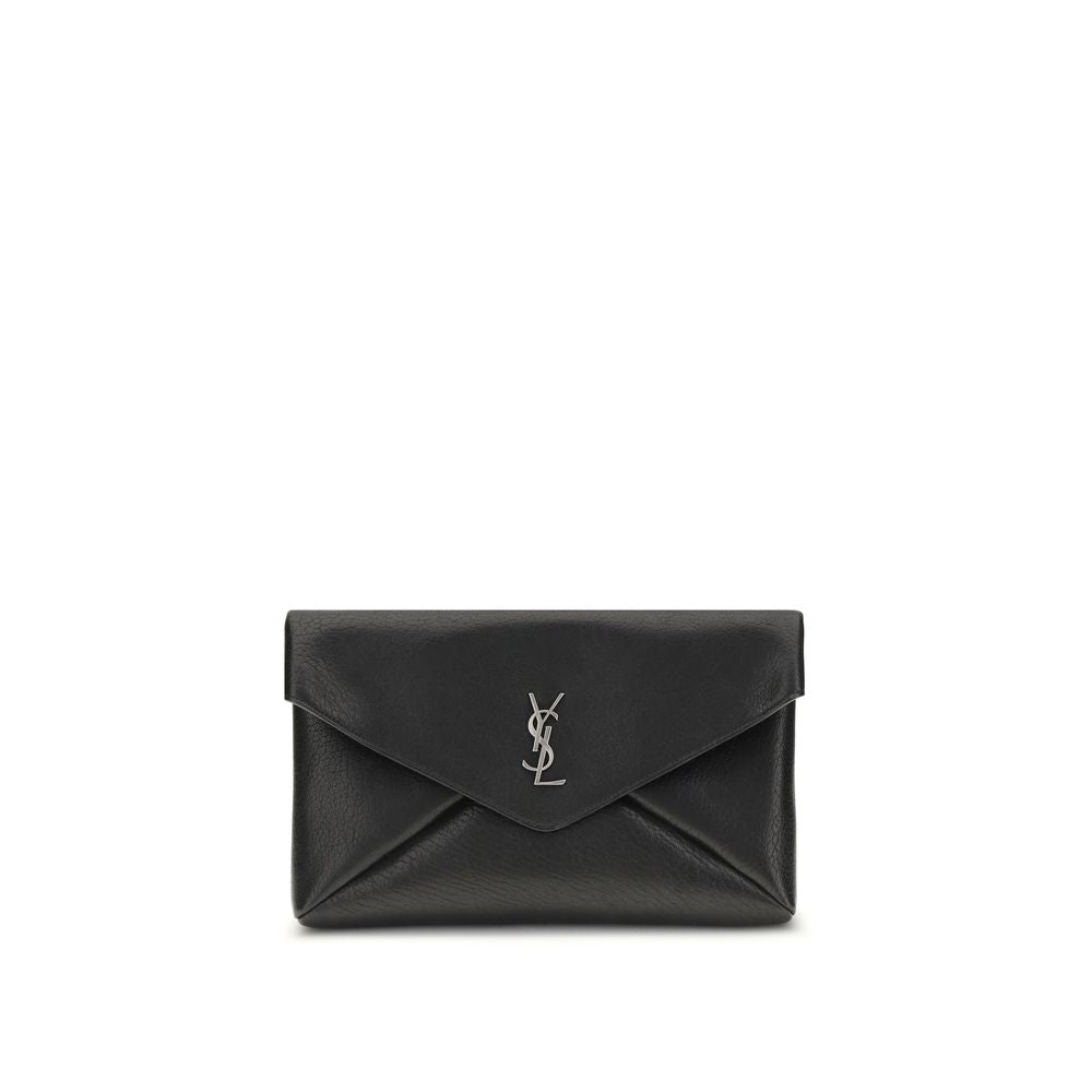 Black Calf Leather Bos Taurus Clutch Bag - Élégance Sélective
