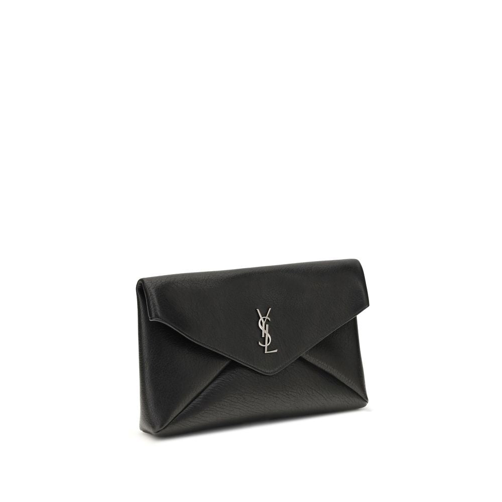 Black Calf Leather Bos Taurus Clutch Bag - Élégance Sélective