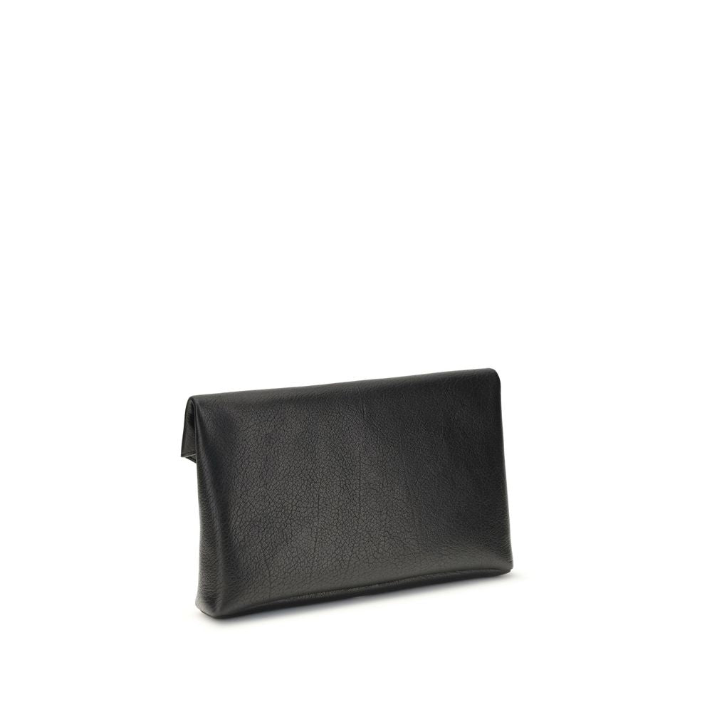 Black Calf Leather Bos Taurus Clutch Bag - Élégance Sélective