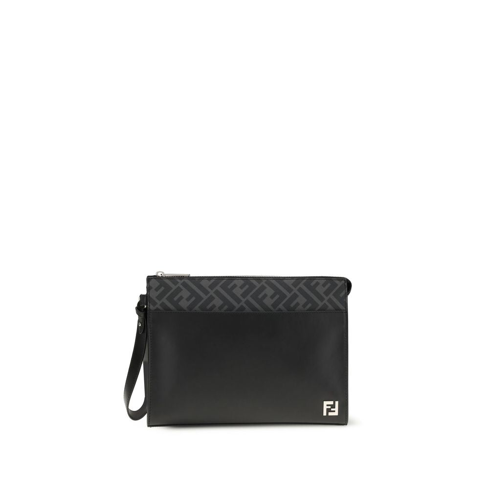 Black Leather Clutch Bag - Élégance Sélective