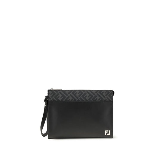 Black Leather Clutch Bag - Élégance Sélective