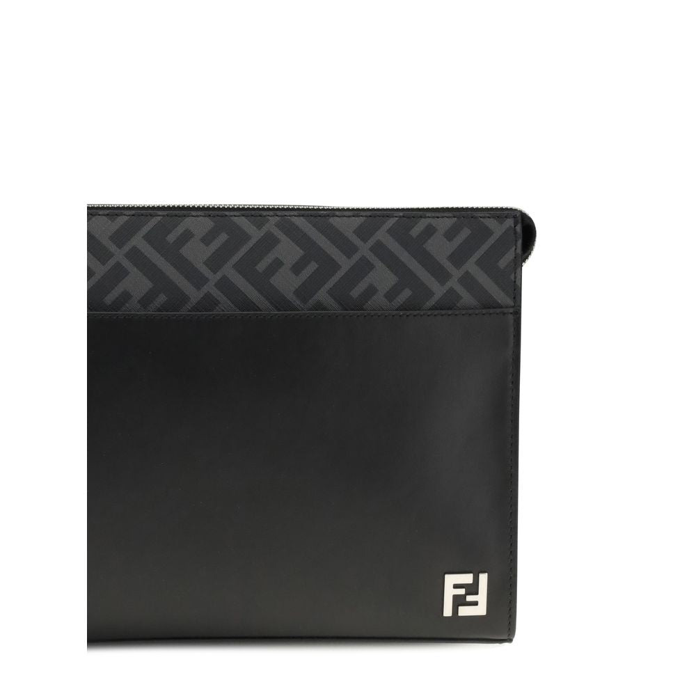 Black Leather Clutch Bag - Élégance Sélective