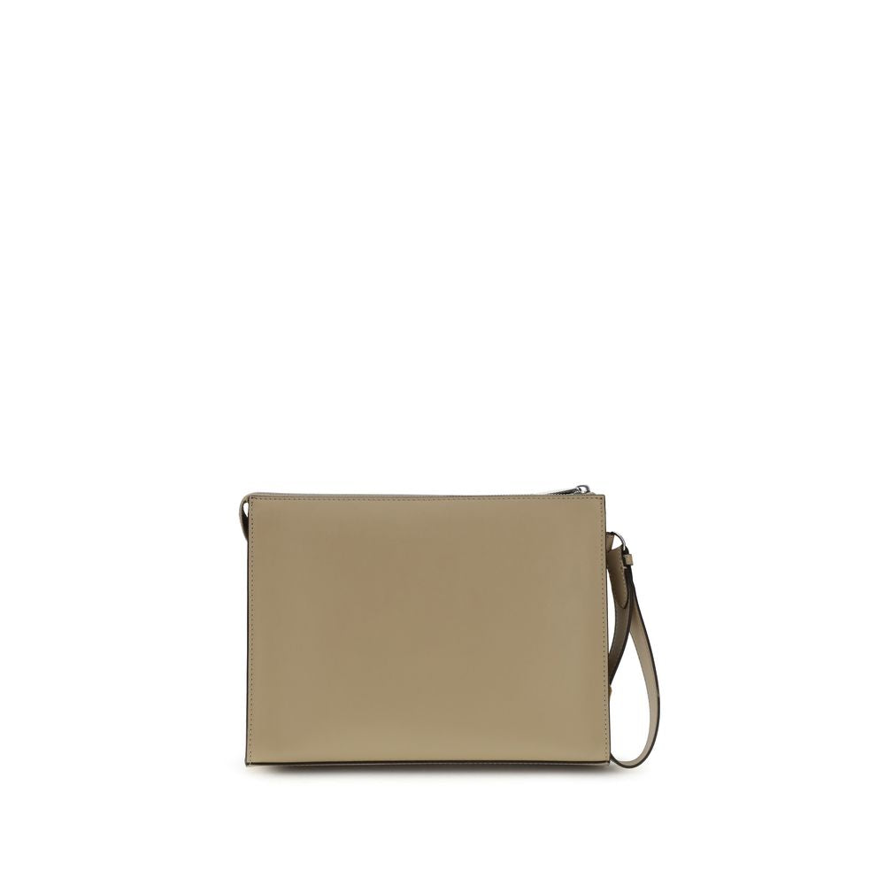 Beige Leather Clutch Bag - Élégance Sélective