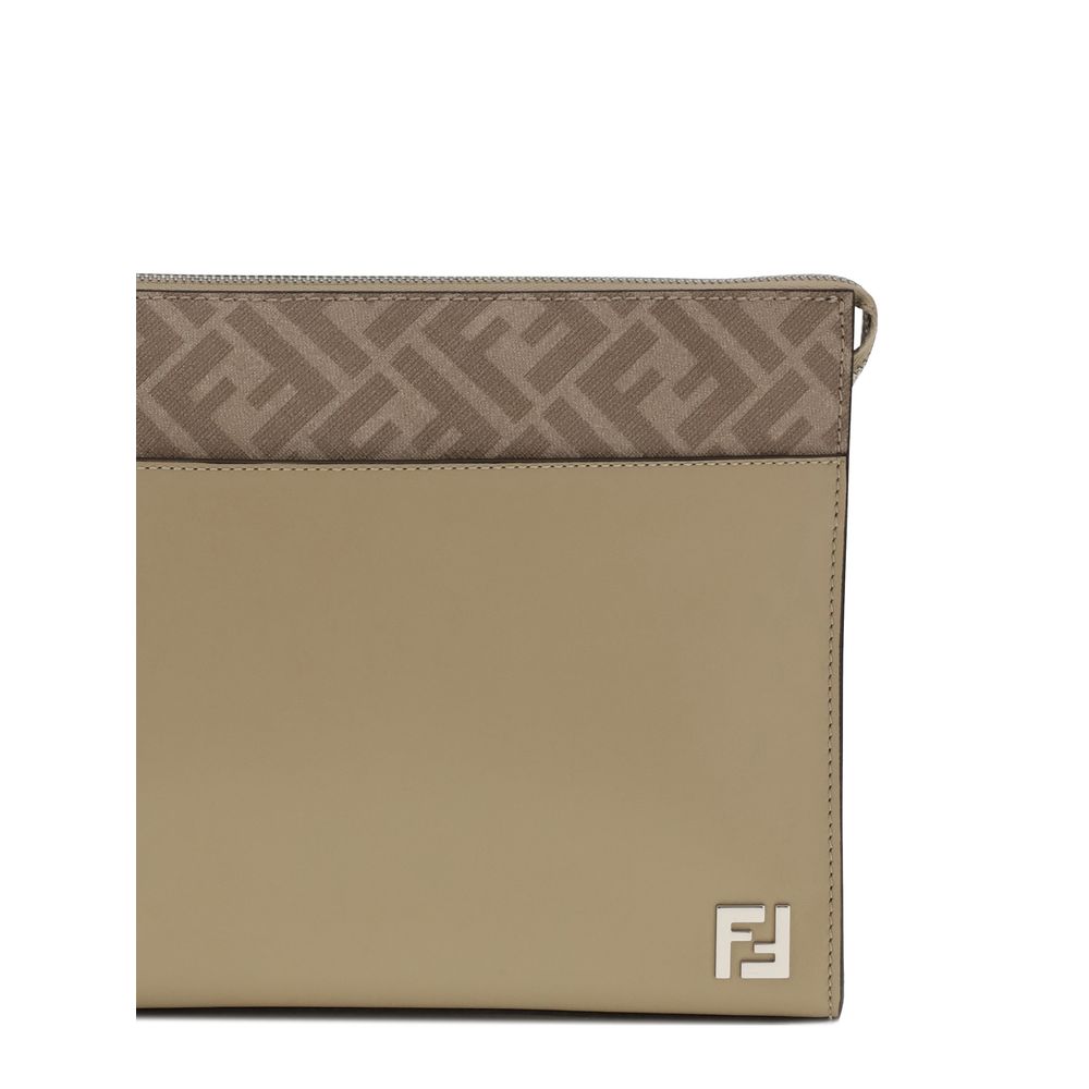 Beige Leather Clutch Bag - Élégance Sélective