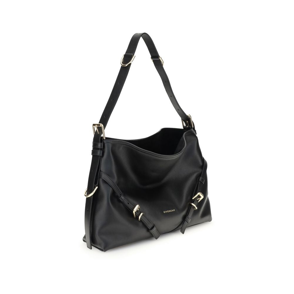Black Calf Leather Bos Taurus Shoulder Bag - Élégance Sélective