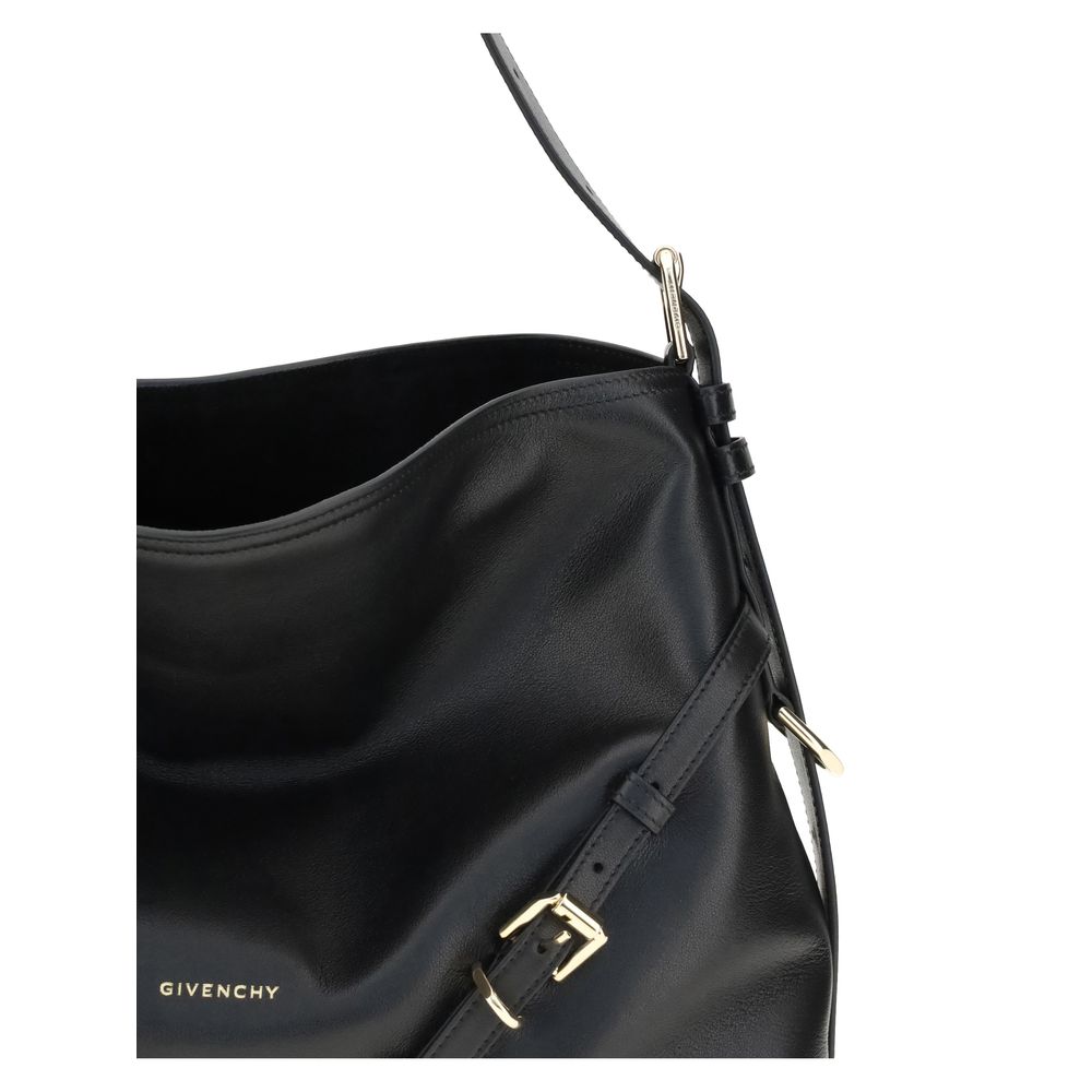 Black Calf Leather Bos Taurus Shoulder Bag - Élégance Sélective