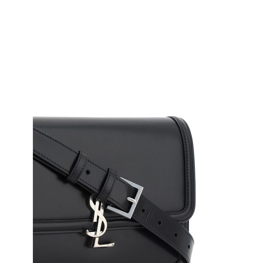 Black Calf Leather Bos Taurus Shoulder Bag - Élégance Sélective
