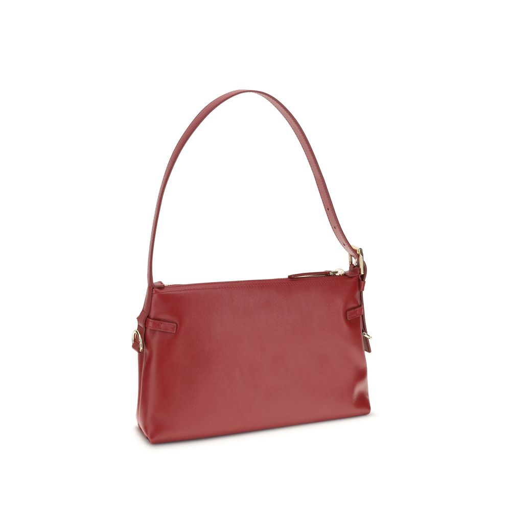 Red Calf Leather Bos Taurus Shoulder Bag - Élégance Sélective