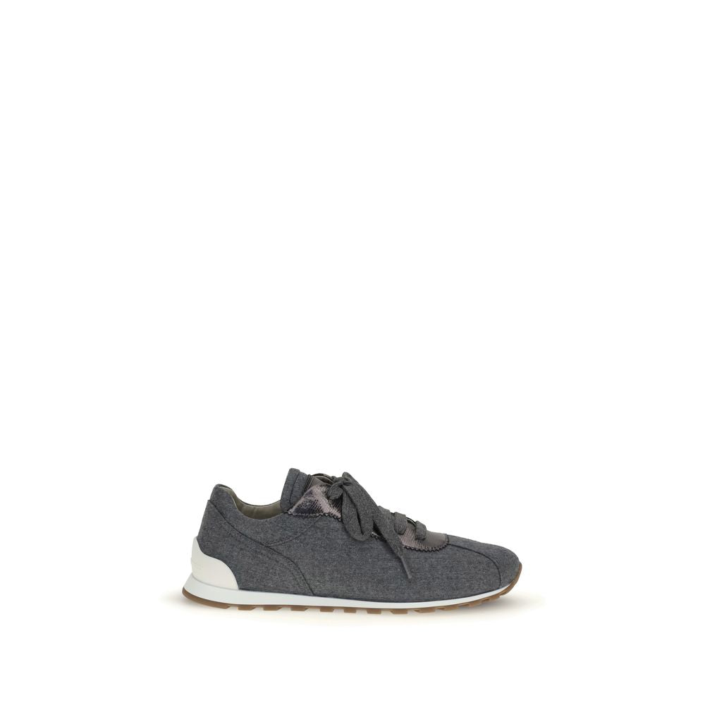 Gray Fleece Wool Athletic Sneakers - Élégance Sélective