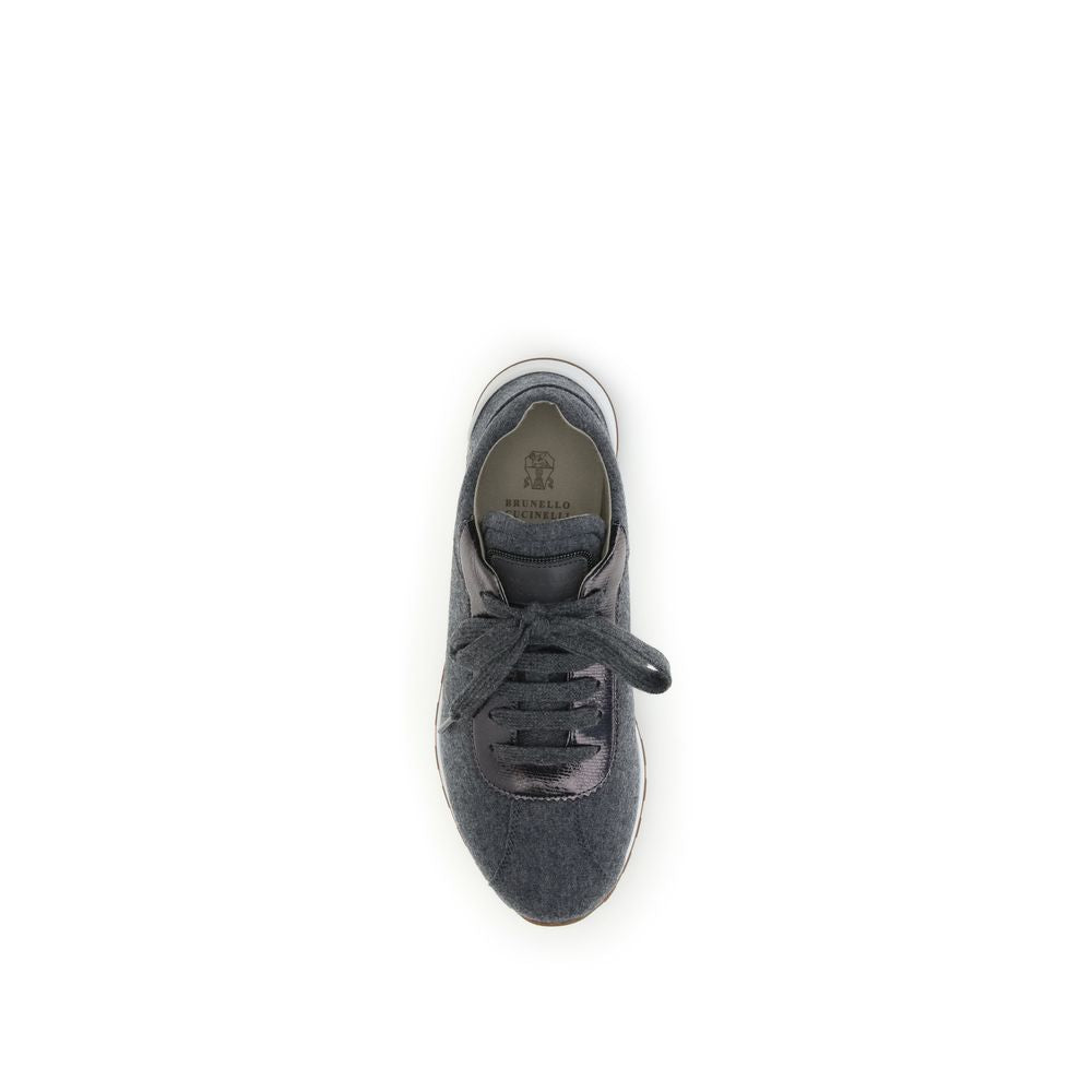 Gray Fleece Wool Athletic Sneakers - Élégance Sélective