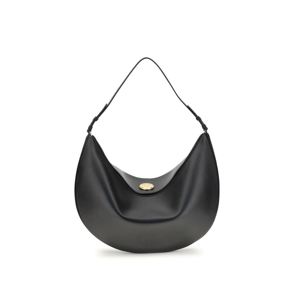 Black Calf Leather Bos Taurus Shoulder Bag - Élégance Sélective