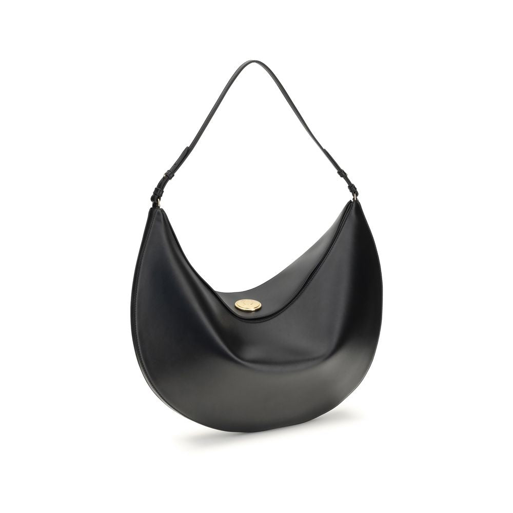 Black Calf Leather Bos Taurus Shoulder Bag - Élégance Sélective
