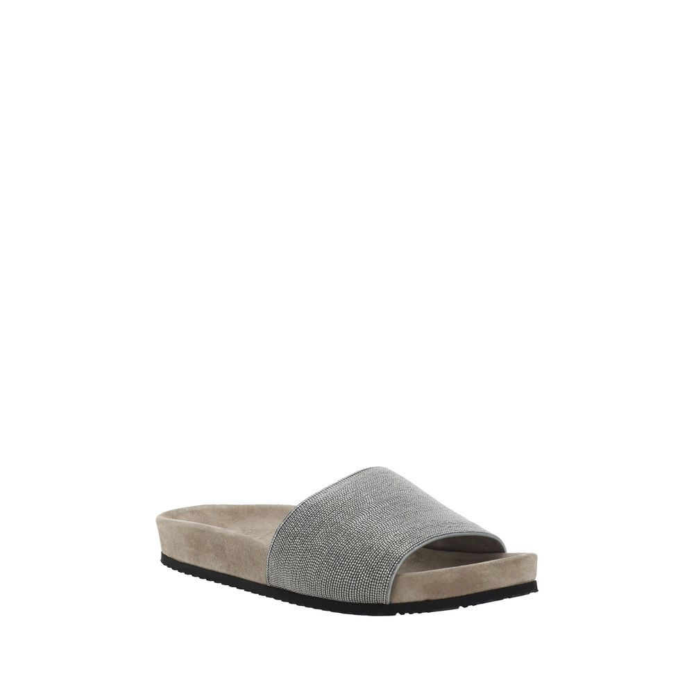 Brown Calf Leather Bos Taurus Flat Sandals - Élégance Sélective