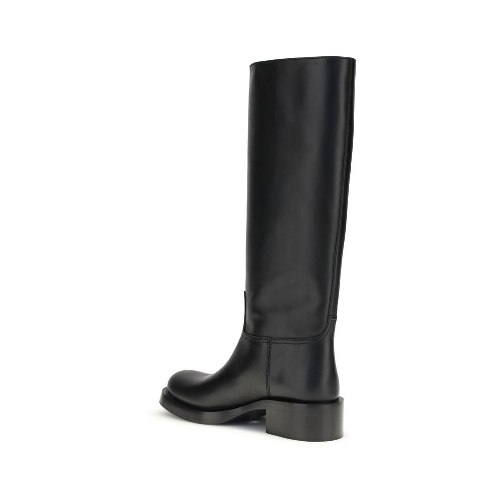 Black Calf Leather Bos Taurus High Heel Boots - Élégance Sélective
