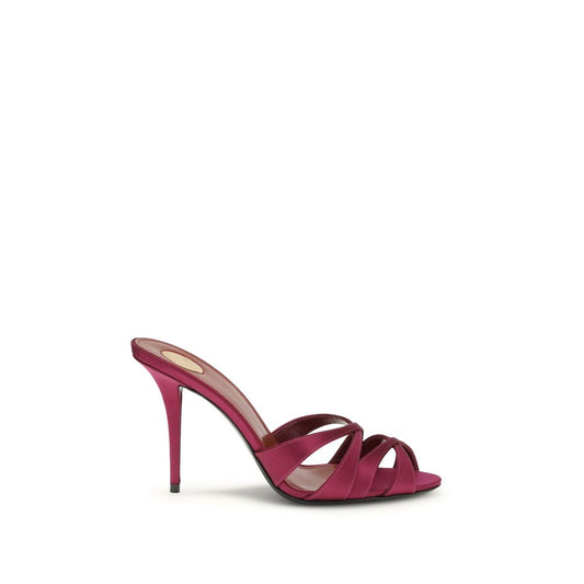 Bordeaux Silk Stiletto Heel Sandals