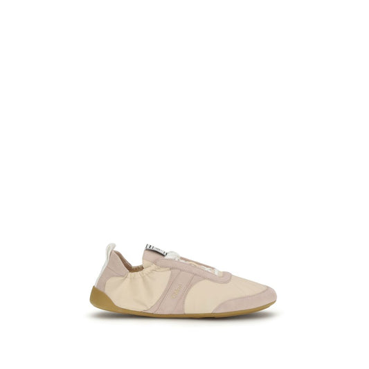 Beige Nylon Athletic Sneakers