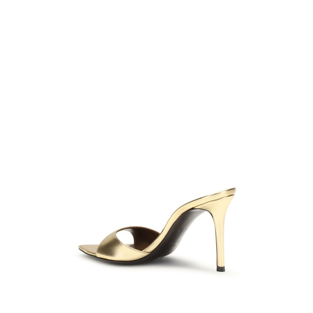 Gold Leather Stiletto Heel Sandals