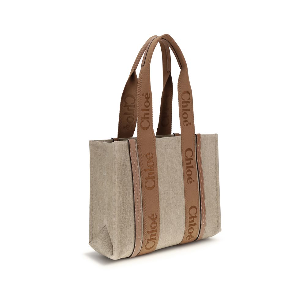 Beige Linen Shoulder Bag